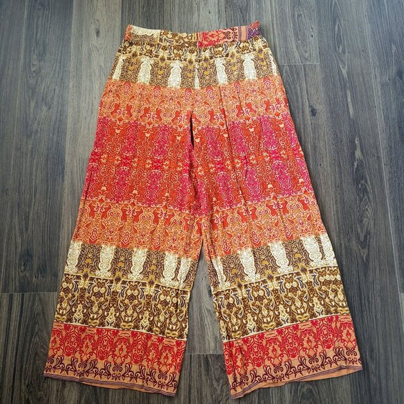 💙 Live and let live Wide Leg Elastic Waist Size XL 100% Rayon Boho Fall Lounge - Picture 1 of 8